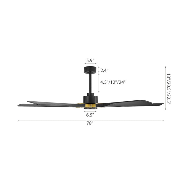 Aurevo | 78’’ ABS Blades Ceiling Fan with Light