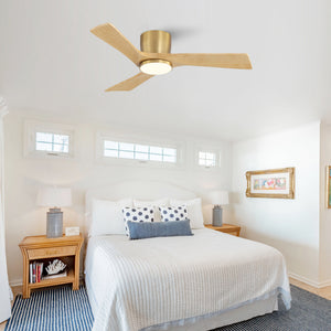SkyLume | 42" Flush Mount Wood 3 Blades Ceiling Fan with Light