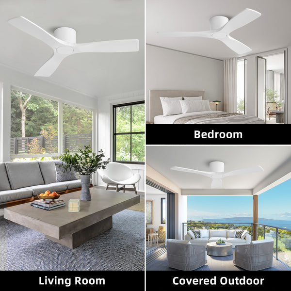 Calmo | 48’’ Flush Mount Wood Blades Ceiling Fan