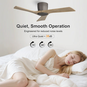 SkyLume | 42" Flush Mount Wood 3 Blades Ceiling Fan