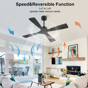 Aervion| 48" Wood 4 Blades Ceiling Fan without Light