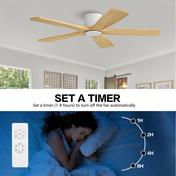 Serenity Air | 54" Flush Mount Wood 5 Blades Ceiling Fan