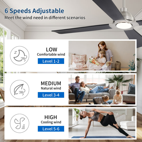 ZenAir | 54" Wood Blades Ceiling Fan with Light