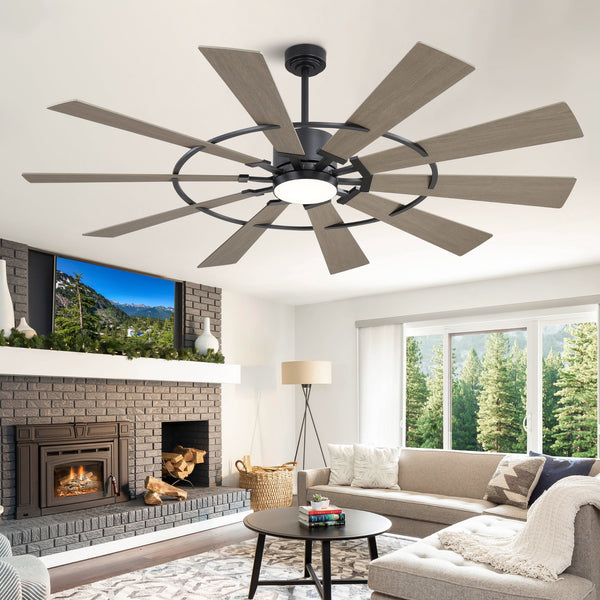 GearBloom | 84" Wood Blades Ceiling Fan with Light