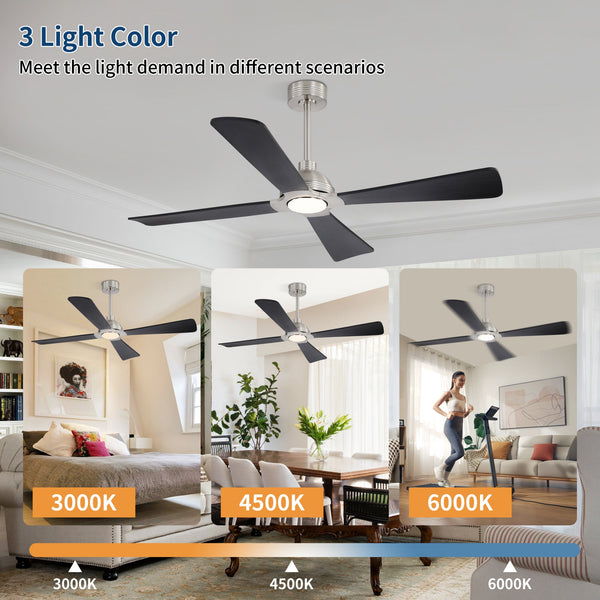ZenAir | 54" Wood Blades Ceiling Fan with Light