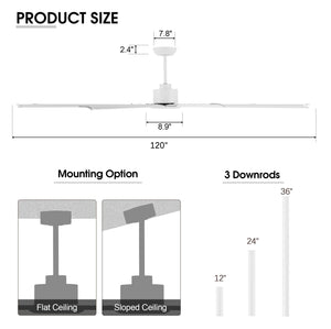 TurboFlow | 120" Aluminum Blades Ceiling Fan