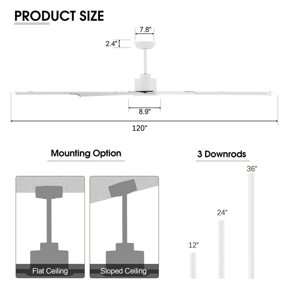 TurboFlow | 120" Aluminum Blades Ceiling Fan