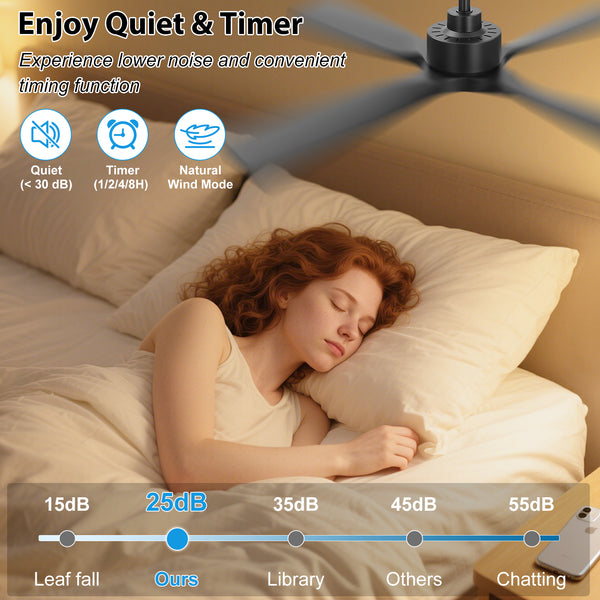 Aervion| 48" Wood 4 Blades Ceiling Fan without Light