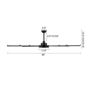 AeroTitan | 96" Aluminum Ceiling Fan with Light