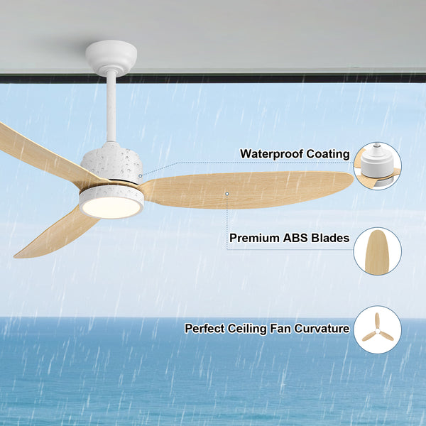Flowara | 52" 3 Blades Waterproof Ceiling Fan with Light