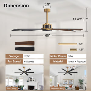 Velaris | 60"  6 Plywood Blades Ceiling Fan