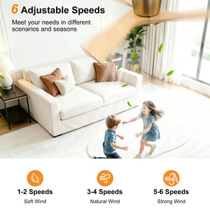 SkyLume | 42" Flush Mount Wood 3 Blades Ceiling Fan with Light