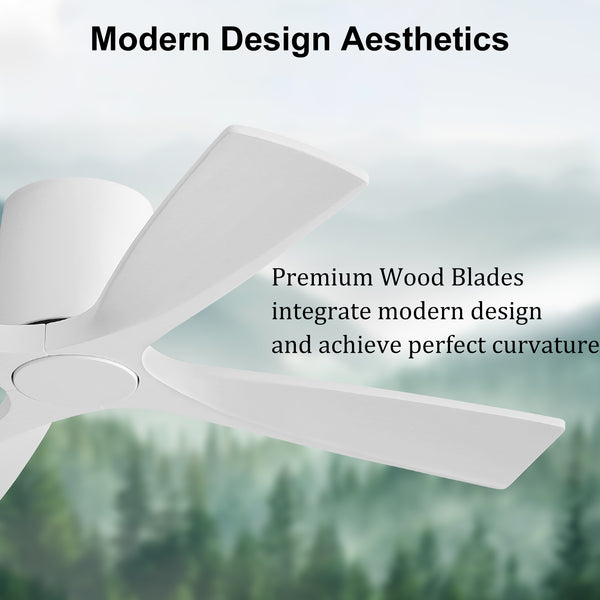 Whisora | 48" Flush Mount Wood 4 Blades Ceiling Fan