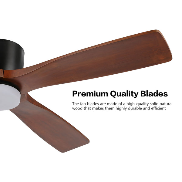 Serenity Air| 54" Flush Mount Wood Blades Ceiling Fan with Light