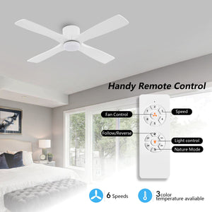Serenity Air| 60" Flush Mount Wood Blades Ceiling Fan with Light