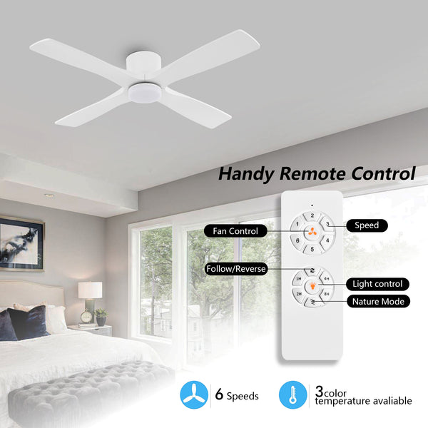 Serenity Air| 60" Flush Mount Wood Blades Ceiling Fan with Light