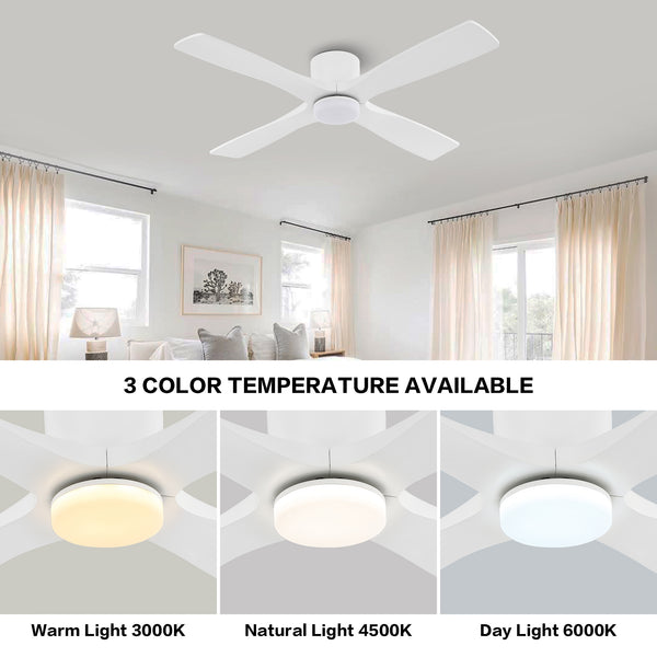 Serenity Air| 60" Flush Mount Wood Blades Ceiling Fan with Light