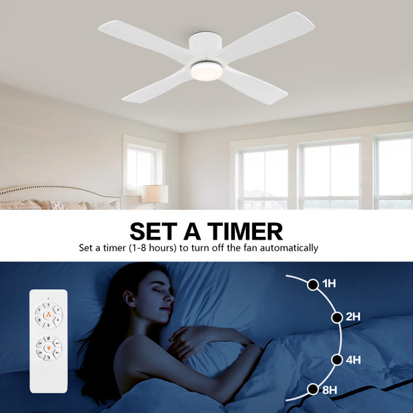 Serenity Air| 60" Flush Mount Wood Blades Ceiling Fan with Light