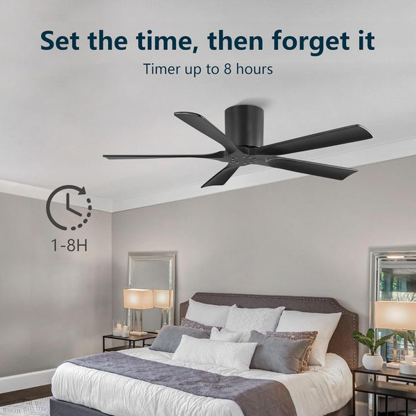 NestWave | 52" Flush Mount Wood Blades Ceiling Fan