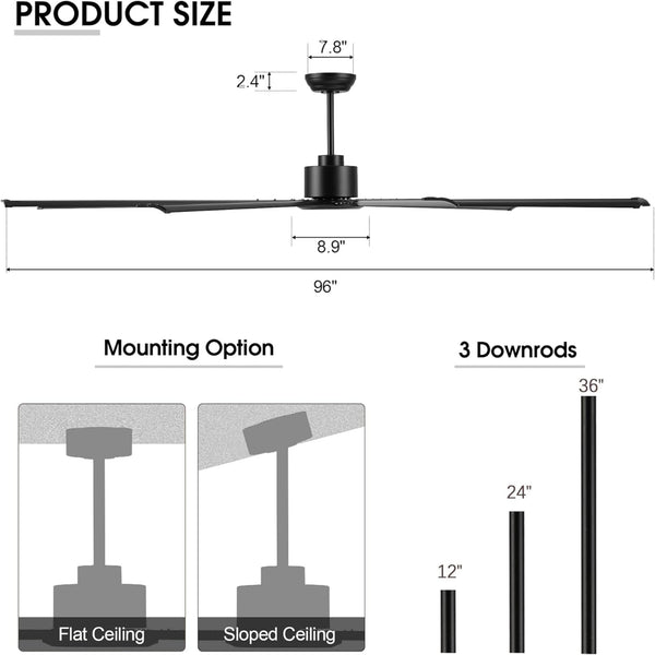 TurboFlow | 96" Aluminum Blades Ceiling Fan