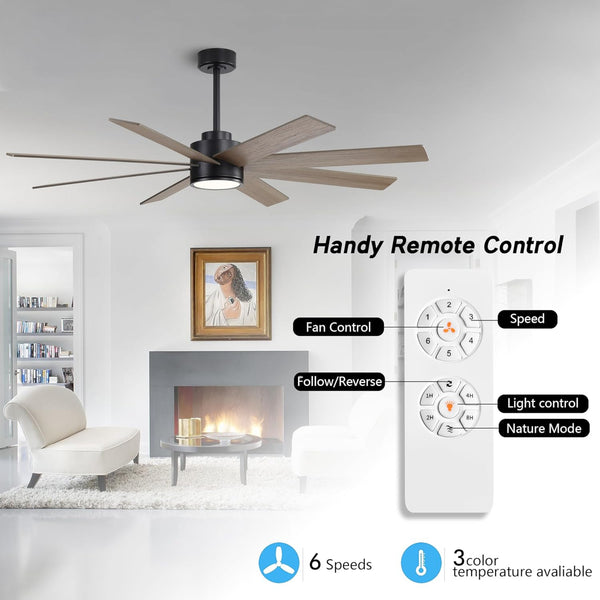AeroFlow | 60" Wood Blades Ceiling Fan with Light