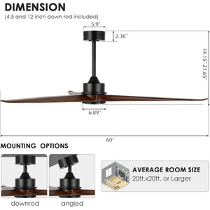 Trioflow | 60" Wood Ceiling Fan