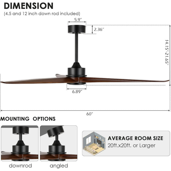 Trioflow | 60" Wood Ceiling Fan