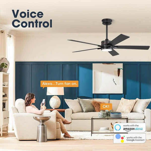 VentiLux | 60’’ Smart ABS Blades Ceiling Fan With Light