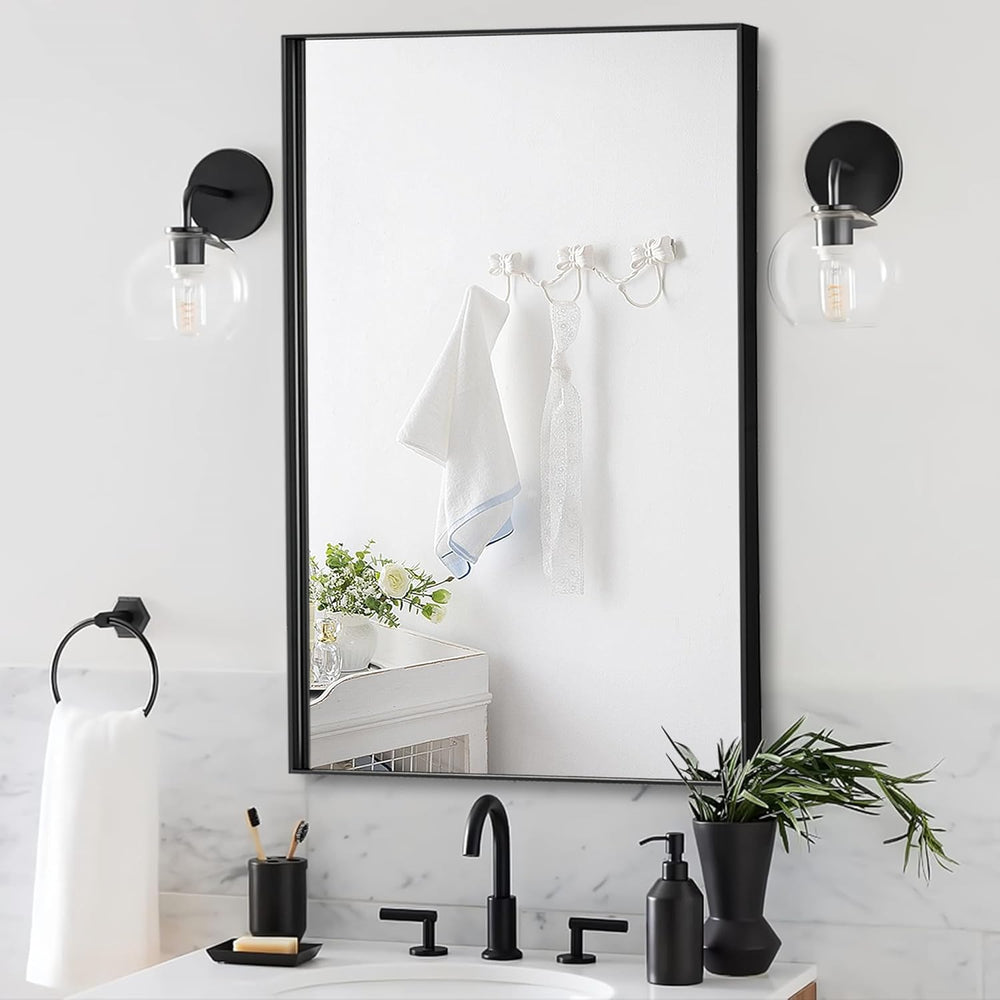 LumiRefine | 20"x36" Modern Black Frame Vanity Mirror