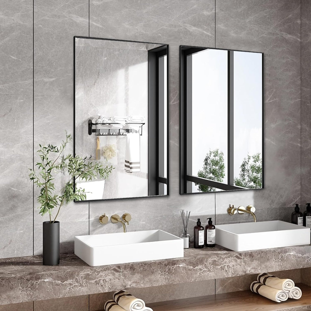 LumiRefine | 20"x36" Modern Black Frame Vanity Mirror
