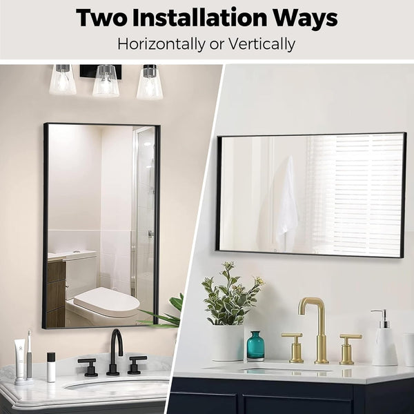 LumiRefine | 20"x36" Modern Black Frame Vanity Mirror