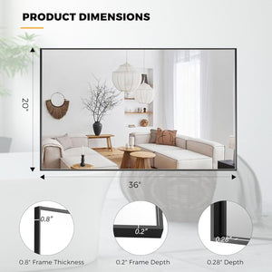 LumiRefine | 20"x36" Modern Black Frame Vanity Mirror