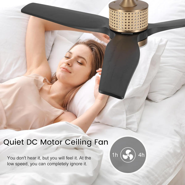 RattanLuxe | 52" Wood Blades Ceiling Fan with Light