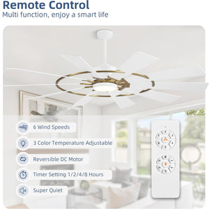 GearBloom | 72" Wood Blades Ceiling Fan with Light