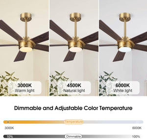 LumiWood | 54" Wood Blades Ceiling Fan with Light