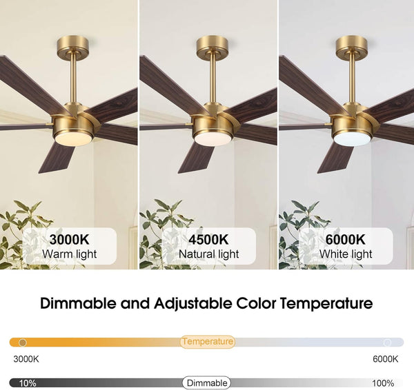 LumiWood | 54" Wood Blades Ceiling Fan with Light