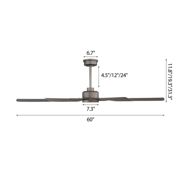 Tectra | 60’’ Aluminum Blades Ceiling Fan with Light