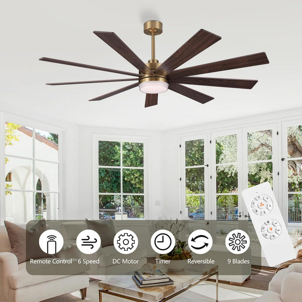 Solara | 64" Wood Ceiling Fan with Light