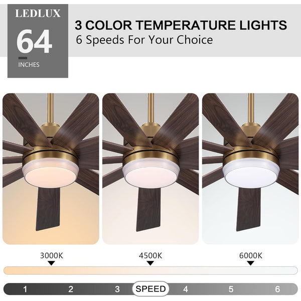 Solara | 64" Wood Ceiling Fan with Light