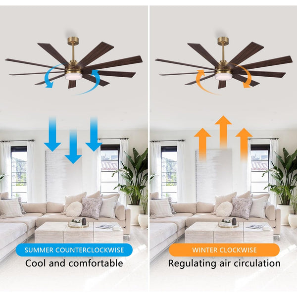 Solara | 64" Wood Ceiling Fan with Light