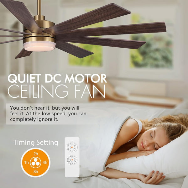 Solara | 64" Wood Ceiling Fan with Light