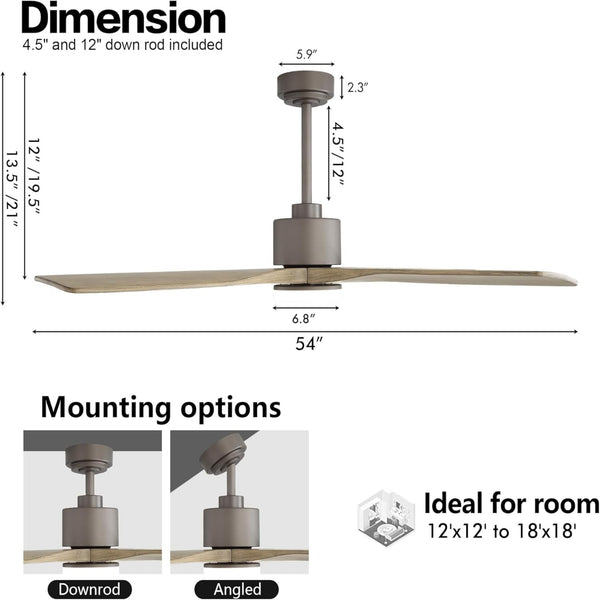 Serenity Air| 54" Wood Blades Ceiling Fan with Light