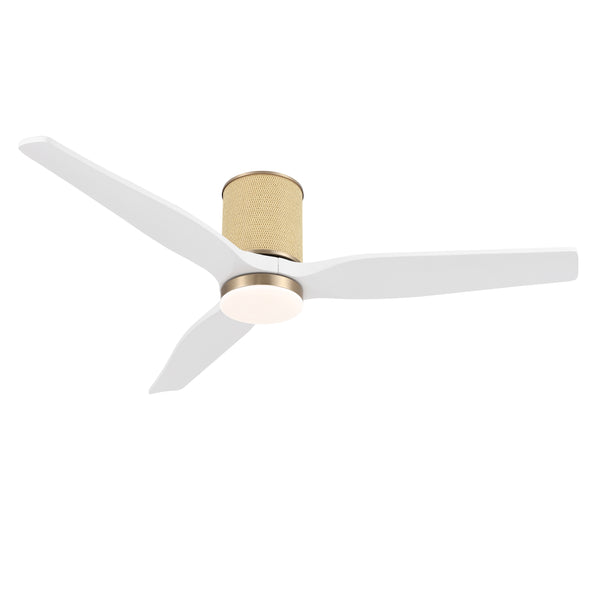RattanAura | 52" Flush Mount Wood Blades Ceiling Fan with Light