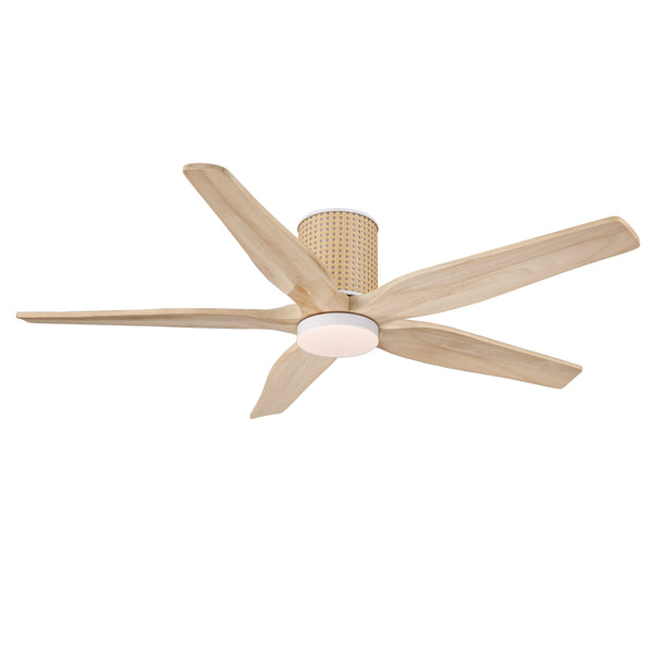 Wallisgo | 54" Flush Mount Wood Blades Ceiling Fan with Light