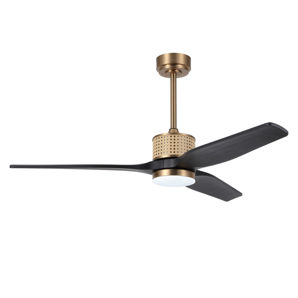 RattanLuxe | 52" Wood Blades Ceiling Fan with Light