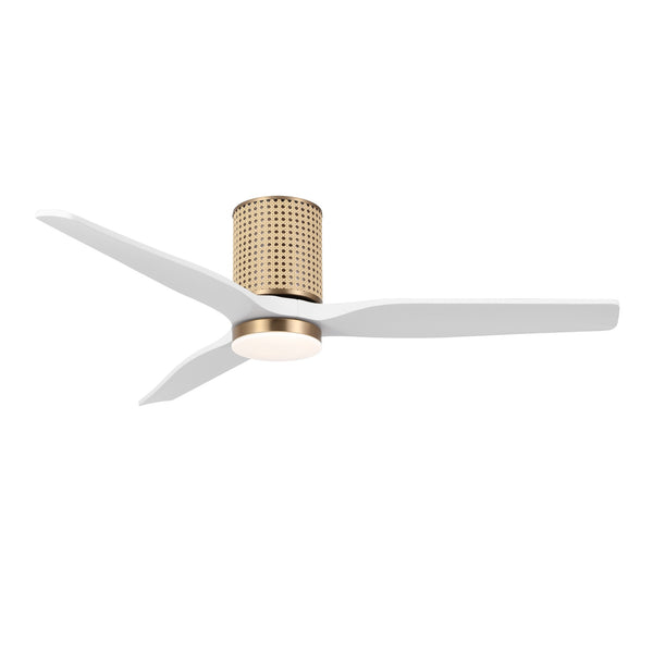 RattanLuxe | 52" Flush Mount Wood Blades Ceiling Fan with Light