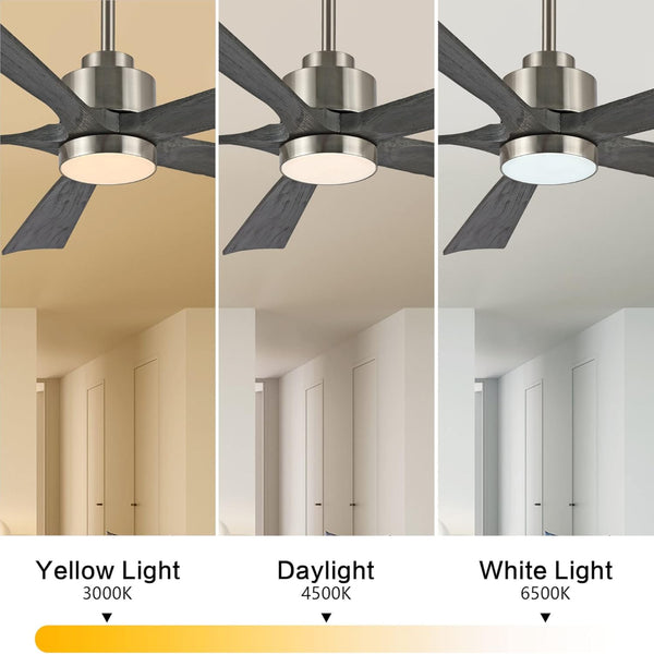 OakMist | 60" Wood Blades Ceiling Fan with Light