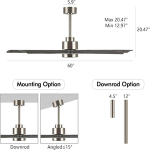 OakMist | 60" Wood Blades Ceiling Fan with Light