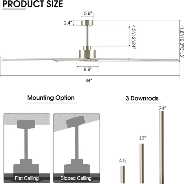 TurboFlow | 84" Aluminum Blades Ceiling Fan