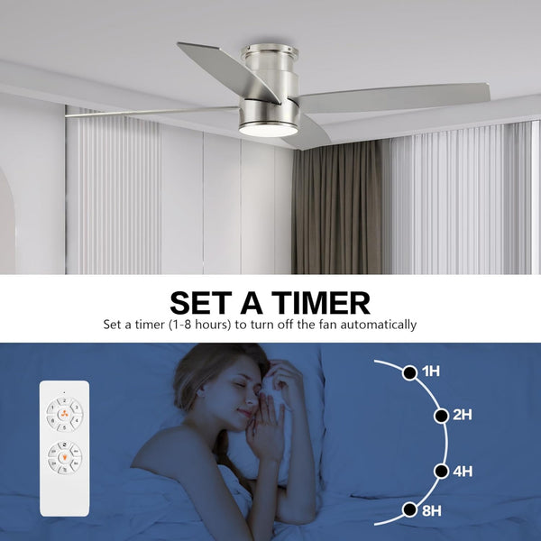 Reveria | 44" Flush Mount Ceiling Fan With Light